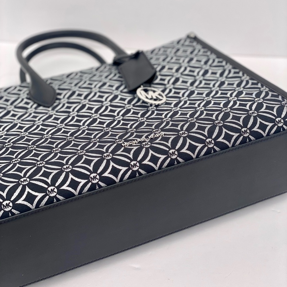 Michael Kors Mirella Medium Metallic Logo Jacquard Tote Bag and Wallet Set - Picture 11 of 15